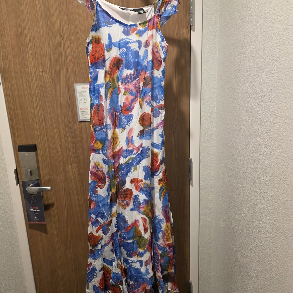 The Pyramid Collection Blue and Red Floral Maxi Dress